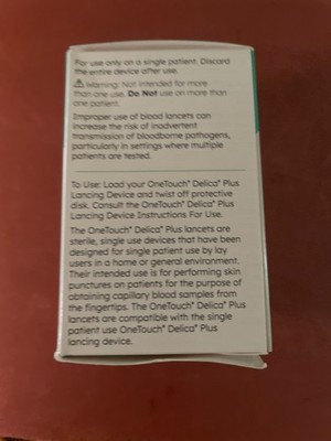 One Touch Delica Plus Lancets 100 Fine 30G New in Box - Exp 11/2026