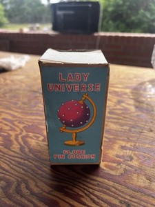 Lady Universe Globe Pin Cushion Collectible Sewing Accessory in Box