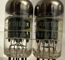 NOS Brimar/ Raytheon Matched Pair 12AX7 Audio Tubes Fat Ring Getters