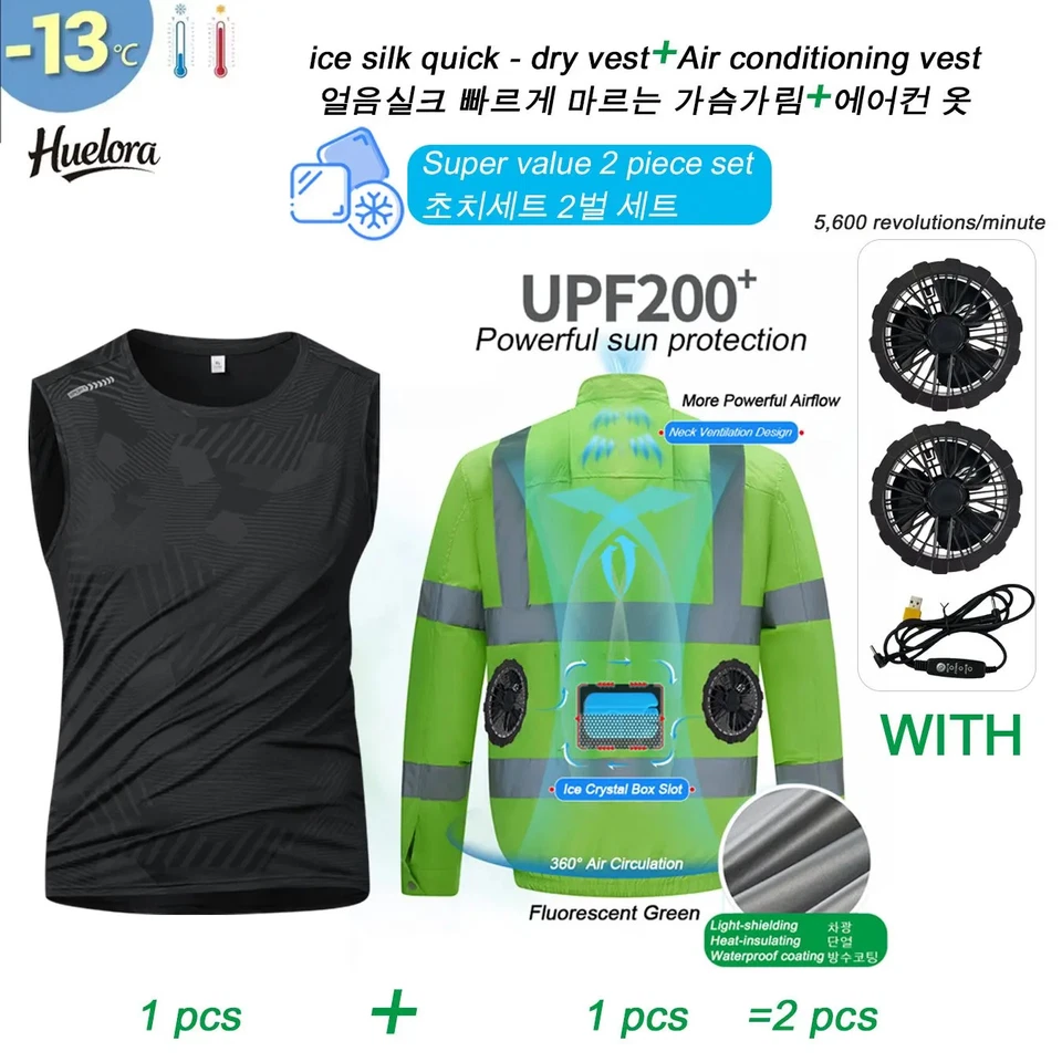 Cooling Air-Conditioned Workwear Hi-Viz Municipal Fan Jacket High-Visibility - Image 2 of 4