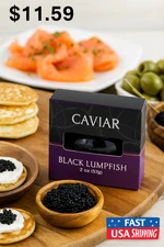 Black Lumpfish Caviar 2oz Jar | Whole Fish Roe | Gourmet Seafood Spread