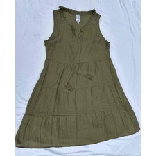 Naif Boho Tiered Sleeveless Tie-Neck Green Dress Womens Size Medium