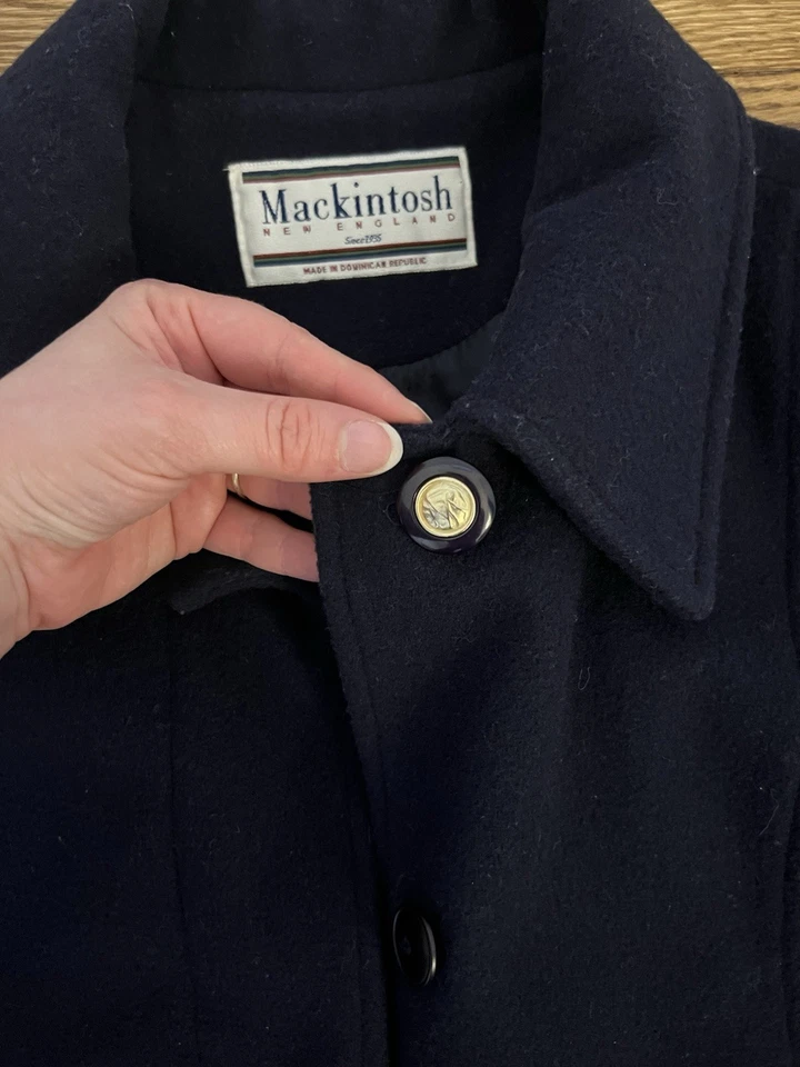 Abrigo de lana Mackintosh azul marino talla 14 para hombre usado Foto 3 de 4