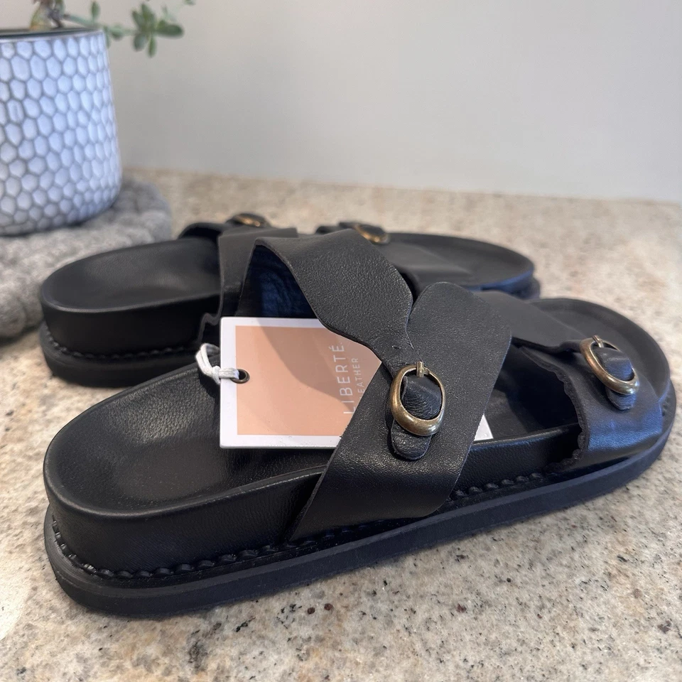 Liberte Leather Sandals - Amalfi Sandal - Black - Size 7.5 [38] New - Image 3 of 4