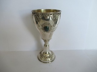 Sterling Silver Kiddush Wine Goblet with Eilat Stones "Free Shipping"