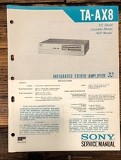 Sony TA-AX8 Amplifier Service Manual Original 