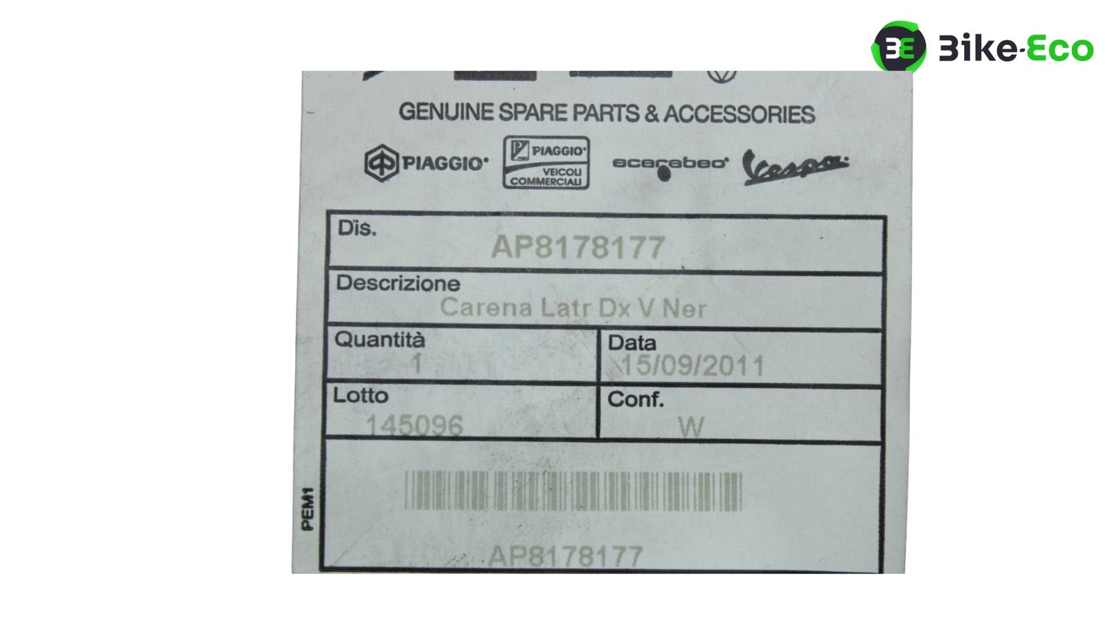 Flanc droit Aprilia RSV 1000 de 2005 2006 2007 pièce de carénage ABS noir