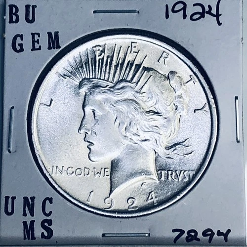 1924 P BU GEM PEACE SILVER DOLLAR UNC MS+++ U.S. MINT RARE COIN 7294