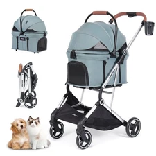 T3 Pro 3-in-1 Small Pet Stroller for Dog & Cats, 4 Wheels with Detachable Car...
