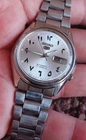 Seiko 5 Watch Automatic Vintage White Arabic dial day date 7009 Movement@ Japan