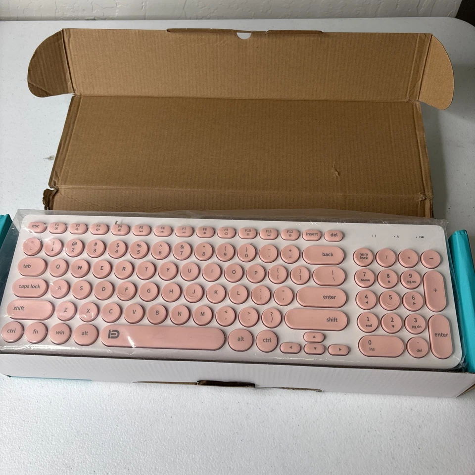 Wireless Keyboard and Mouse Combo, FD iK6630 2.4GHz Cordless Salmon Pink B1 - Image 4 of 4