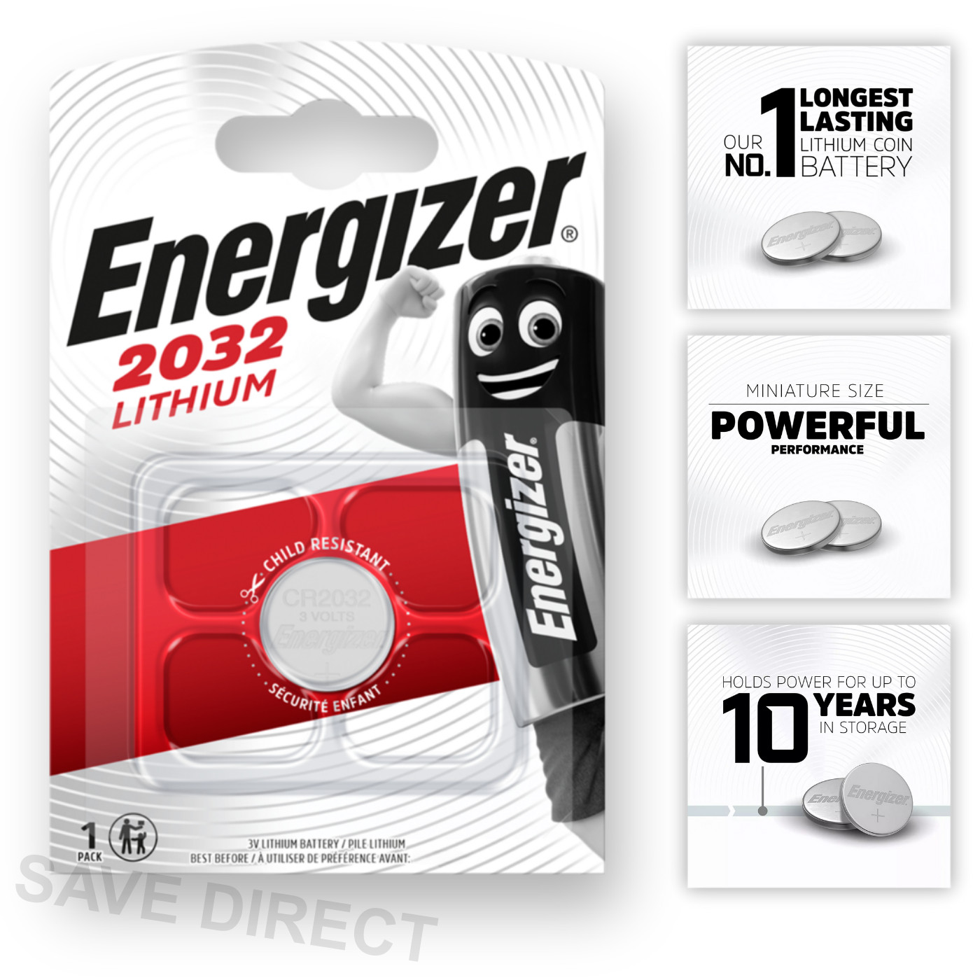 CR2032 2032 ENERGIZER Battery DL2032 3V Lithium Coin Cell *EXPIRY 10/2033*