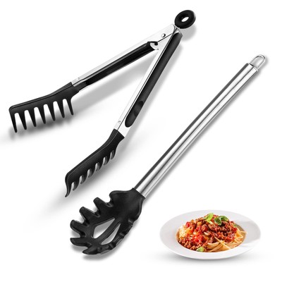 2 Pack Spaghetti Spoon Server and Pasta Tong, Non-Stick Pasta Server for Kitchen