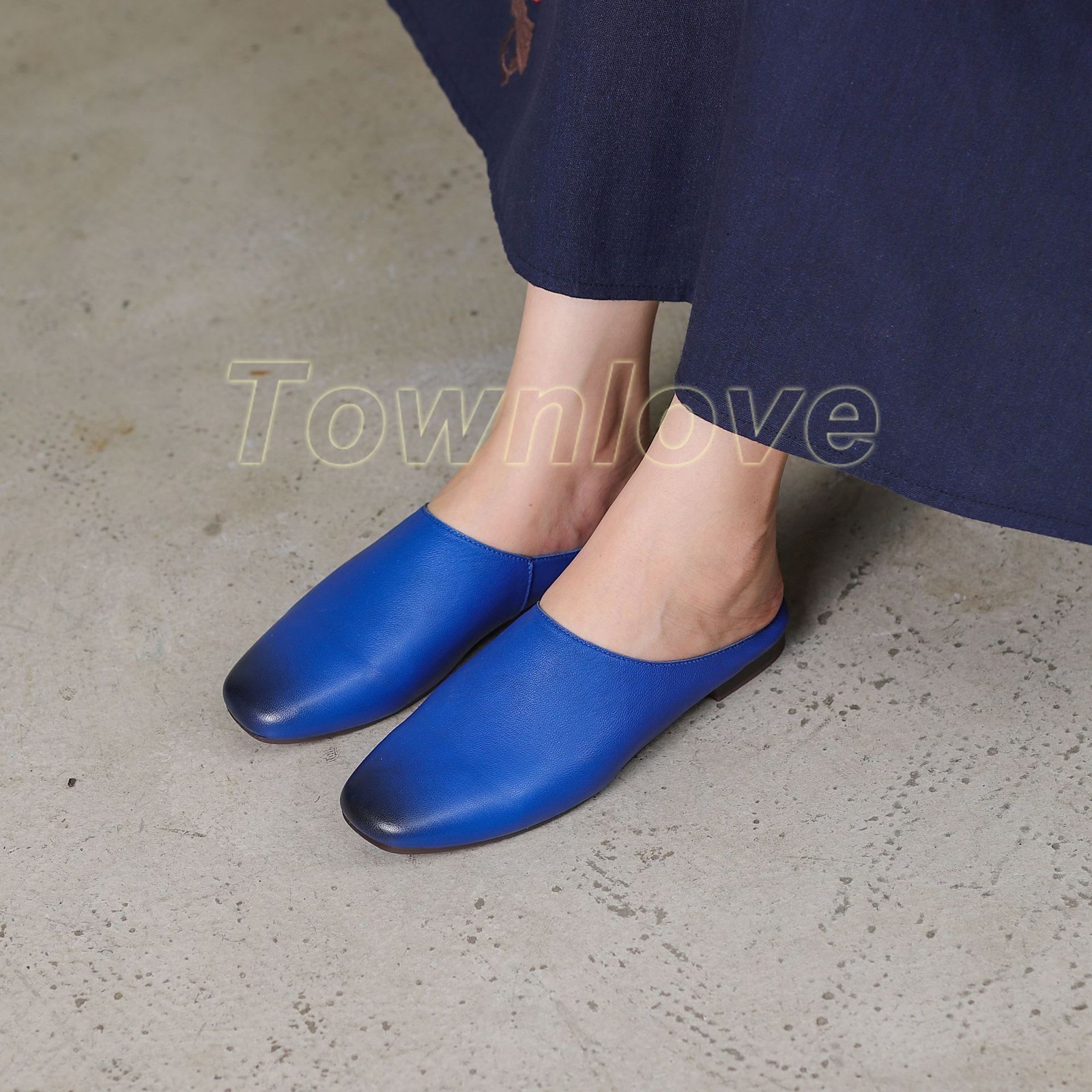 PANTOFOLA D’ORO Pantofole casual da donna retrò in vera pelle mules slip on scarpe punta tonda taglia