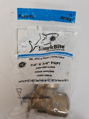SharkBite Push to Connect Plumbing Fitting Brass 3/4" x 3/4" U340LFA