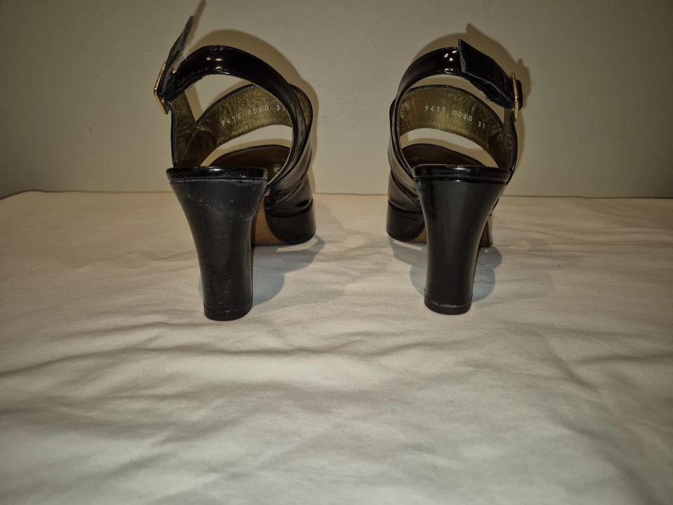 Dolce & Gabbana Vintage Preto Couro Patente Plataforma Slingback Bomba Tamanho UE 37 - Imagem 4 de 4