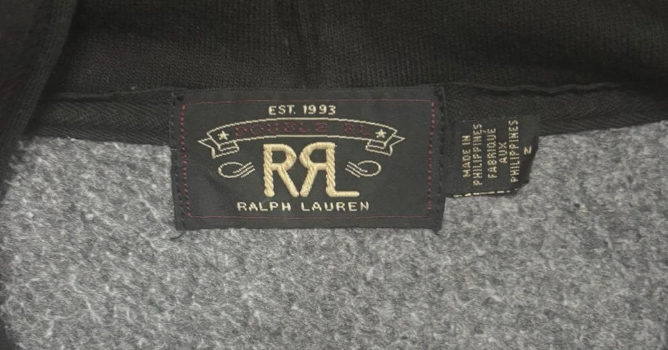 Sudadera con Capucha RRL Negra con Cremallera M Tejido Inverso TALON Cremallera Hecha en Filipinas Envío Gratis Foto 2 de 4