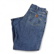Carhartt Workwear Carpenter Utility Style Pocket Blue Denim Distressed Jeans