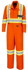 FR-Tech Flame Resistant Hi-Viz Safety Coverall Pioneer Hi Vis Orange 2" Striping