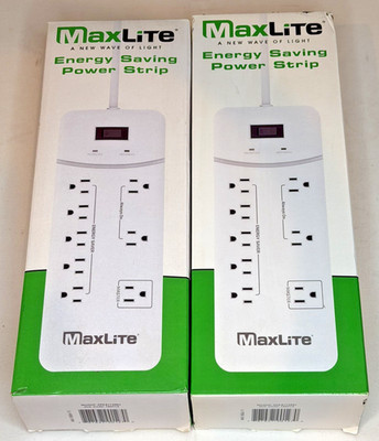 MaxLite Energy Saving Power Strip Surge Protector 8 Outlets (X2)