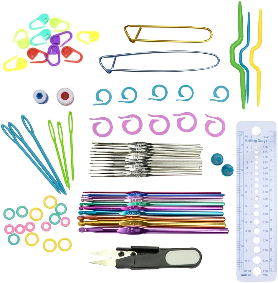 LIHAO 74-Piece Crochet Hook and Loop Set with Knitting Needles, Lace Needles, St - Image 2 of 4