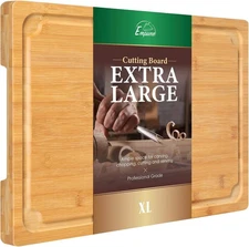 Bamboo Wood Cutting Board for Kitchen,0.7" Thick Butcher Block, Cheese Charcut..