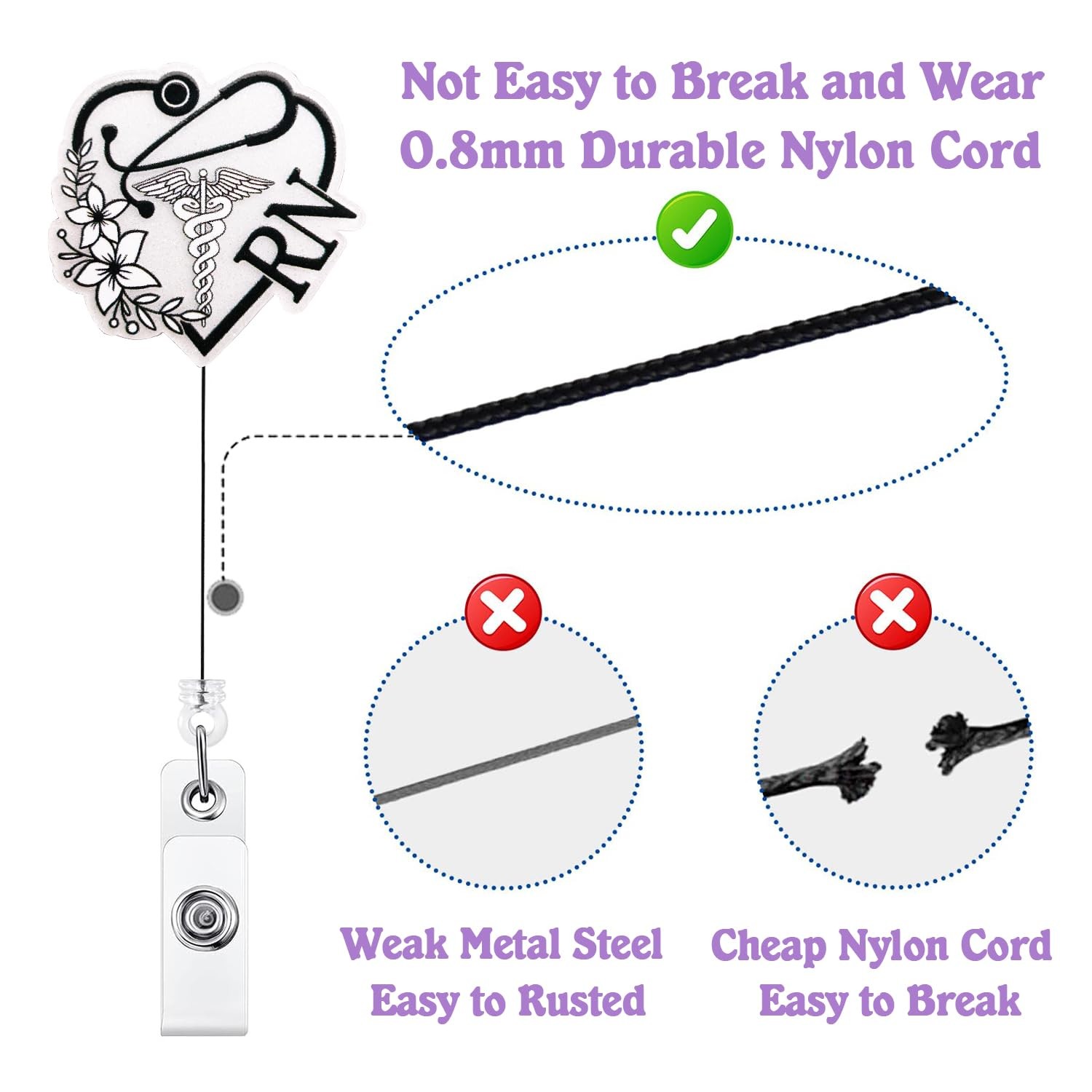 как выглядит Cute RN Badge Reel Retractable for Registered Nurse Medical Worker Regist... фото