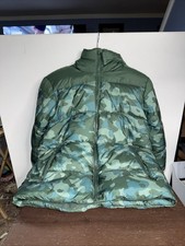 All In Motion Boys Camouflage Puffer Jacket W/Hoodie Blue Green Size L 12-14