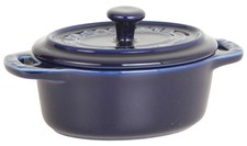 Staub Keramik Mini Cocotte Oval Dunkelblau 11 cm Ceramic 0,2 L