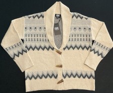 Womens Frye Cardigan Sweater Oatmeal Heather Combo Blue Gray Size Small 98