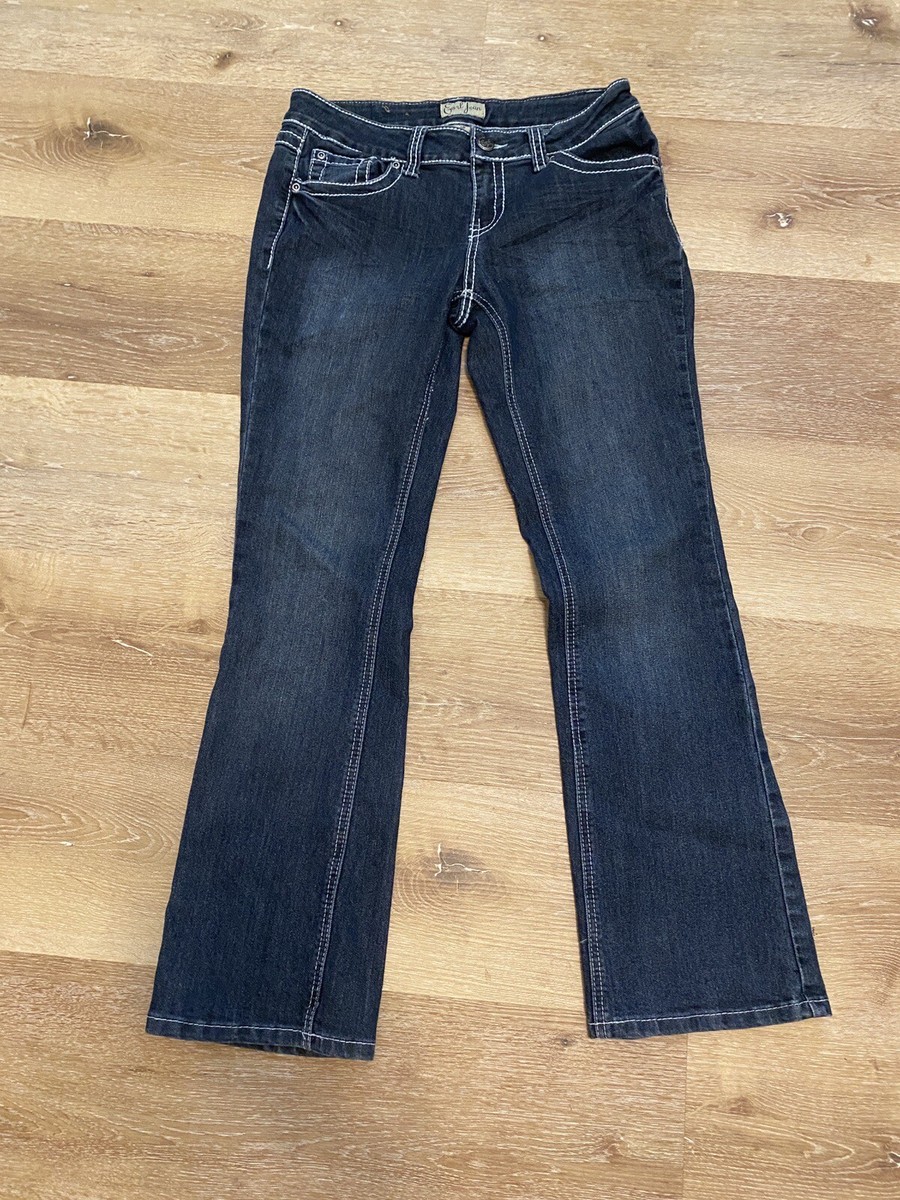 Earl Jean レディース
ブラウン レザー ライダースジャケット Earl Jean Women Size 4P Blue Slim Bootcut Rhinestones Flap