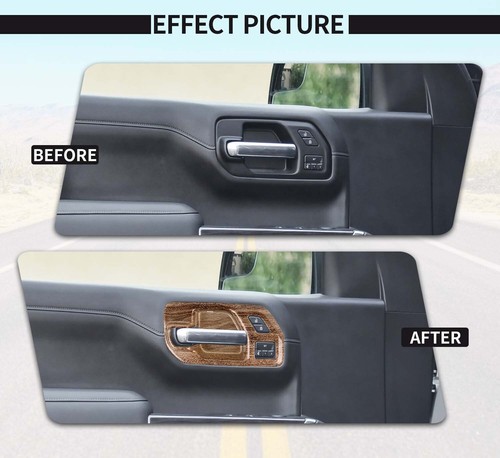 Wood Grain Inner Door Handle Bowl Cover Trim Bezels For Chevry Silverado 2019-22 - Picture 3 of 11