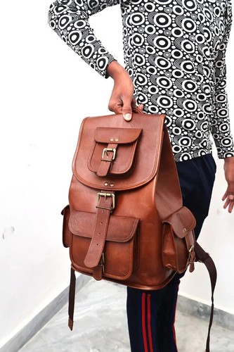 Awarded Leather Comman Bag Laptop Vintage Genuine Brown Goat Travel Men's New - Picture 3 of 6