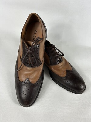 Aldo Dress Shoes Men's Size Medium Brown Leather Wingtips