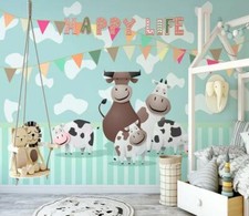 3D Cow Banner B97 Wallpaper Wall Mural Removable Self-adhesive Sticker Zoe