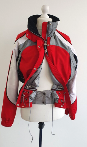 Marker Ski Snowboard Jacket Size UK 8/10 Red White Black Hood Drawstring Pockets - Picture 13 of 20