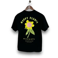 A-Lab Men's Happy Plants Nursery Black T-Shirt EUC Size Medium 19 x 27