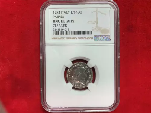 ITALY PARMA 1784 1/14 DUCATO Ferdinando di Borborn SILVER NGC UNC DETAILS CLEANE