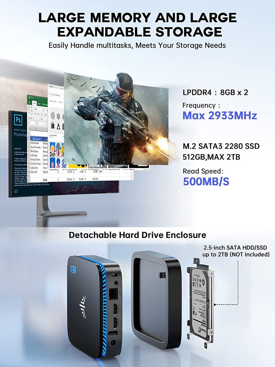 NiPoGi AK1PRO Celeron N5105 Mini PC Mini Computer, 8GB DDR4 256GB