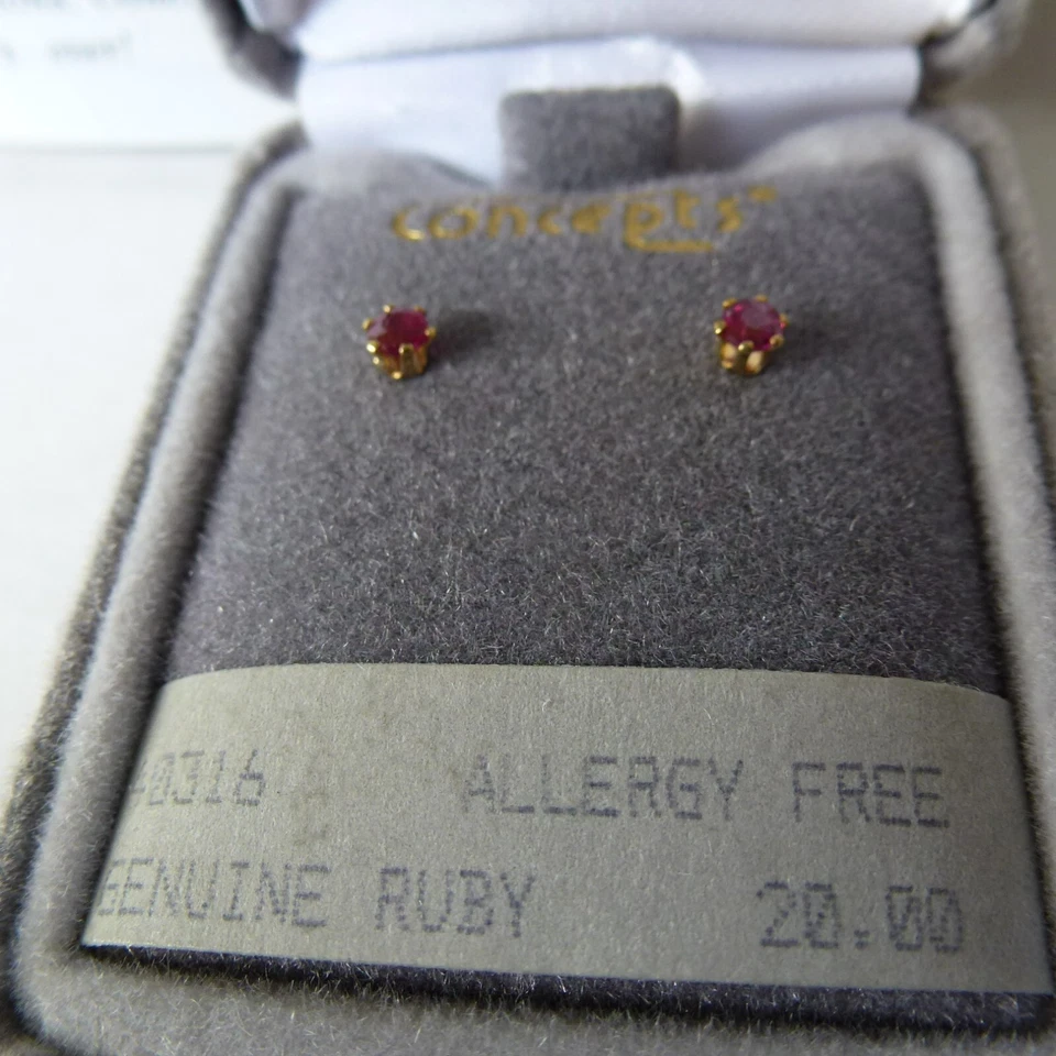 Brincos cirúrgicos não alérgicos de aço inoxidável rubi genuíno Concepts - Imagem 2 de 4