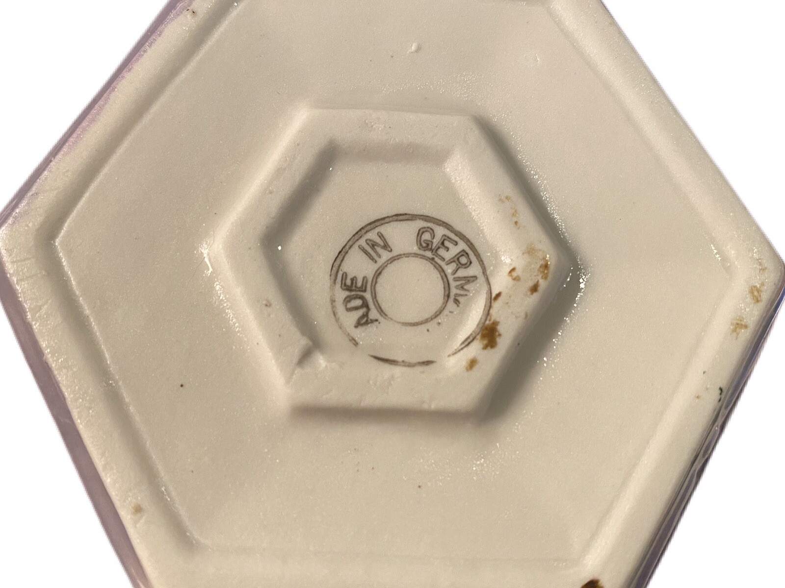 porcelain Lavender lusterware candle holder Antique Germany Hexagon Dimensional