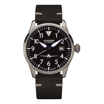 Junkers Herren Armbanduhr Flieger Automatik 42mm Leder
