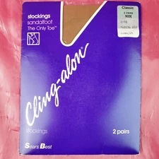  Sears Thi Top Cling alon 100% Nylon Garter Stockings Classic Nude 120-170 lbs