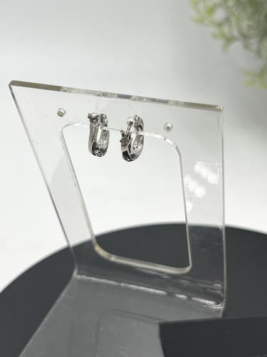 Givenchy Silver Tone Small Twisted Crystal Hoop Earrings - Picture 10 of 10