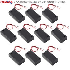 10pcs 2 Cell AA Battery Holder Pack Case Cover Box 3V with ON/OFF Switch