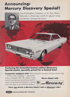 1966 Mercury Discovery Special: Christopher Columbus 2 Vintage Print Ad