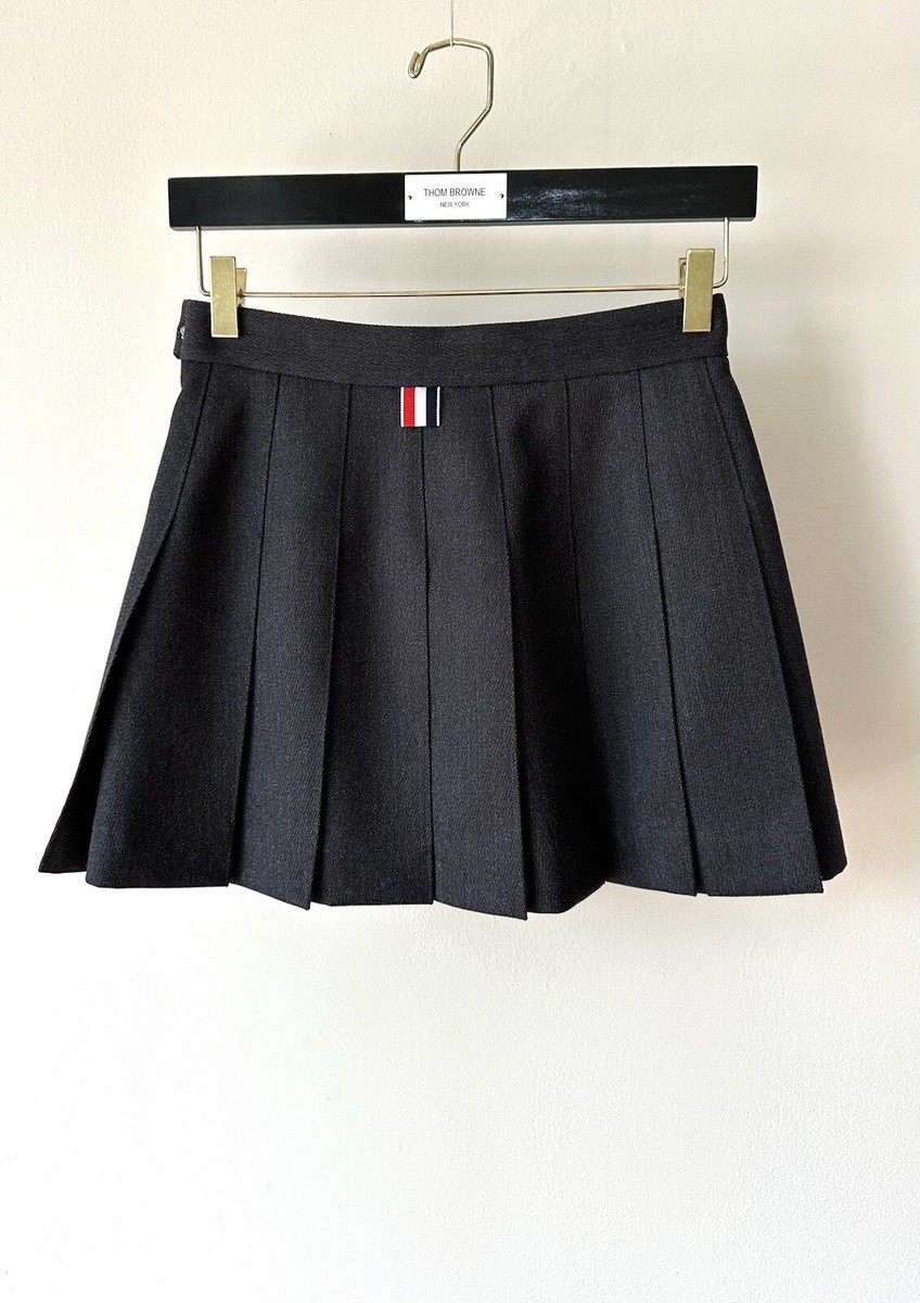 Thom Browne Cavalry Twill Wool Pleated Mini Skirt | 26