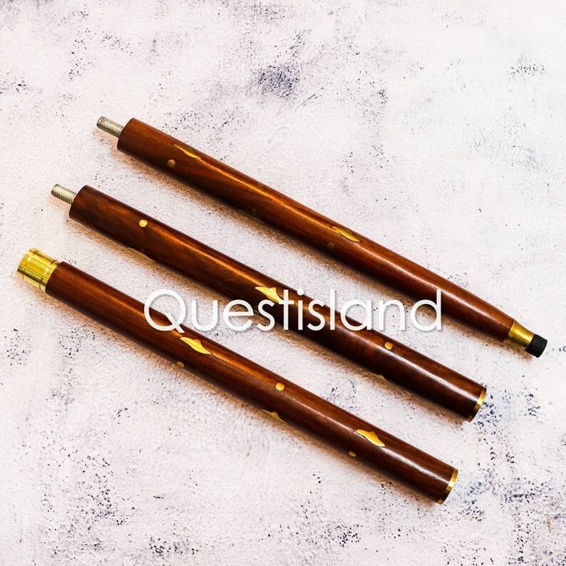 Engraved Solid Brass Eagle Head handle Wooden Wal… - image 4