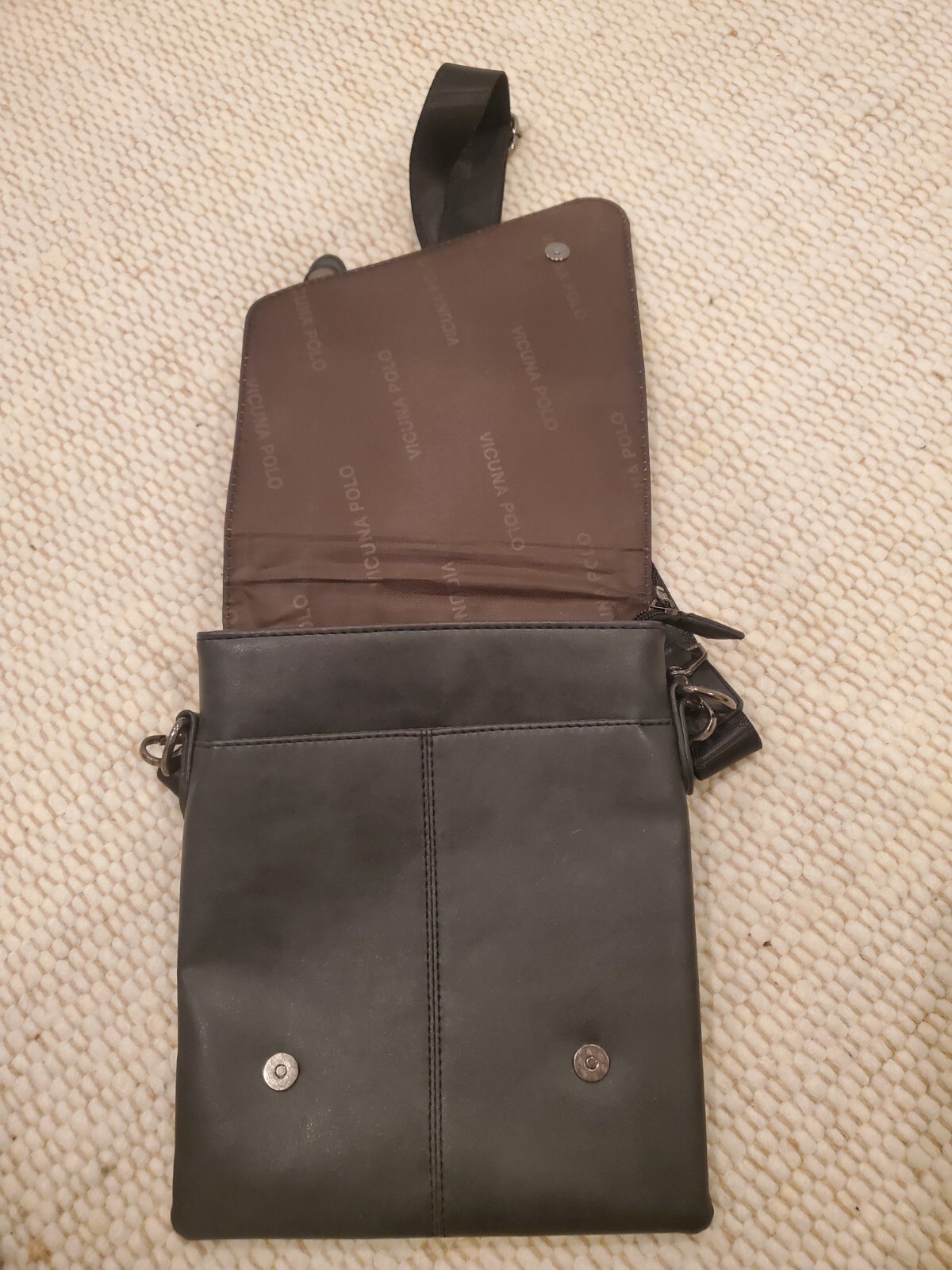 Polo Vicuna men's faux leather black crossbody bag si… Gem