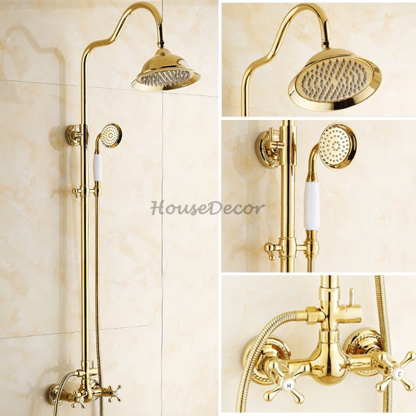 Gold Polished Brass Bathroom 8" Rain Shower Head Kit Shower Faucet Set Mixer Tap
Opens in a new wind